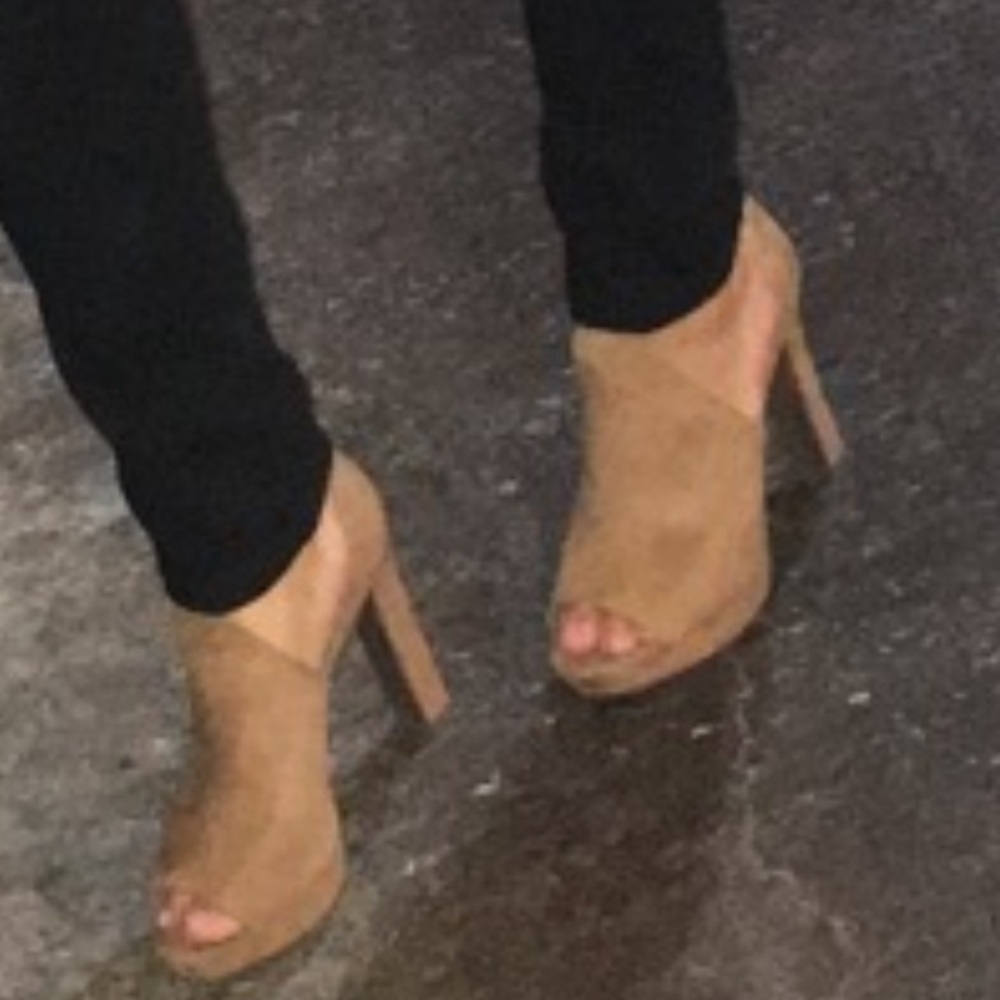 Brown suede heels